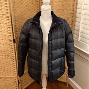 Brooks Brothers Red Fleece Plaid Puffer with Corduroy Collar